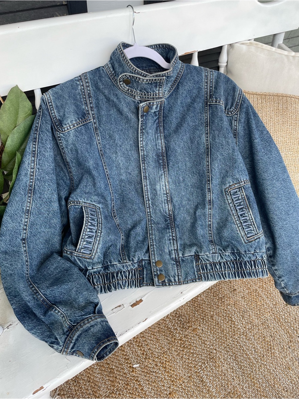 Seventy + Mochi Juno Denim Bomber Jacket Coat